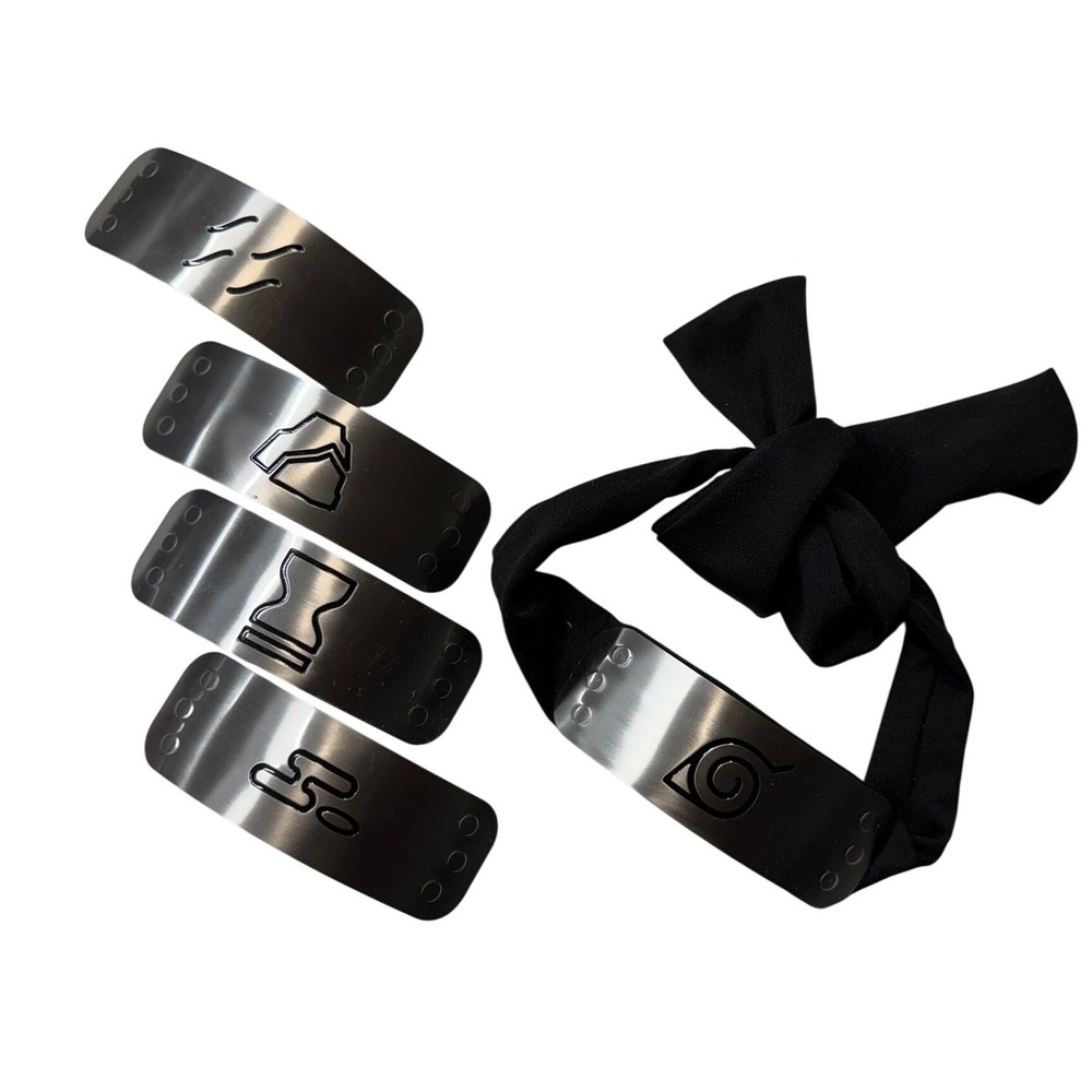 Naruto Shippuden Ninja Headband Set 5 Interchangeable Metal Plates Cosplay